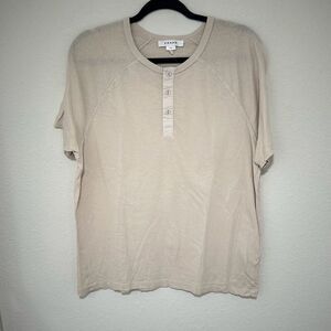 Frame‎ Mens Beige Raglan Sleeve Short Sleeve Slim Henley T-Shirt Size Large